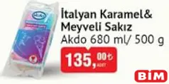 AKDO İTALYAN KARAMEL&MEYVELİ SAKIZ DONDURMA 680 ML/500 G